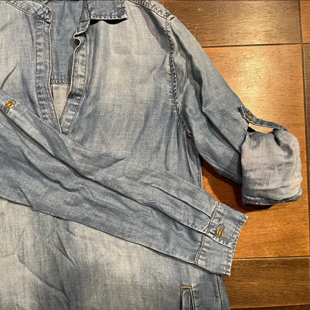 NWT Chelsea & Violet Light Wash Jean Dress with frayed hem Size S - Picture 10 of 14